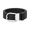 Montblanc Printed Smooth Black Leather Belt with Horseshoe Buckle 35mm